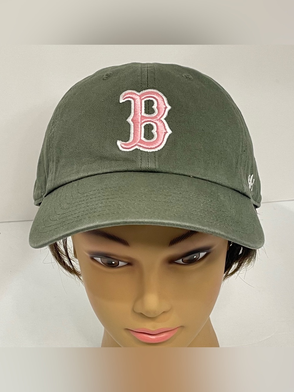 ‘47 Brand Green Pink Boston Red Sox B Logo Clean Up Women’s Adjustable Hat